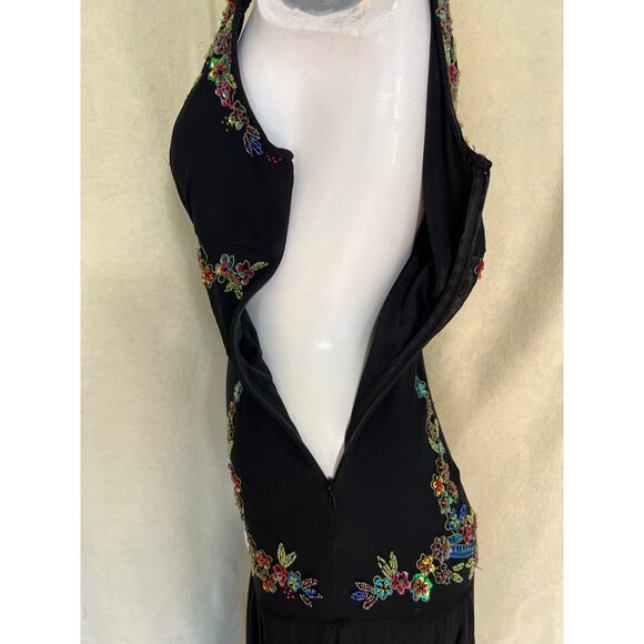 Sue Wong Y2K Sz 6 Black Beaded Drop Waist Fairy Core Whimsygoth Asymmetrical Hem - Picture 11 of 14